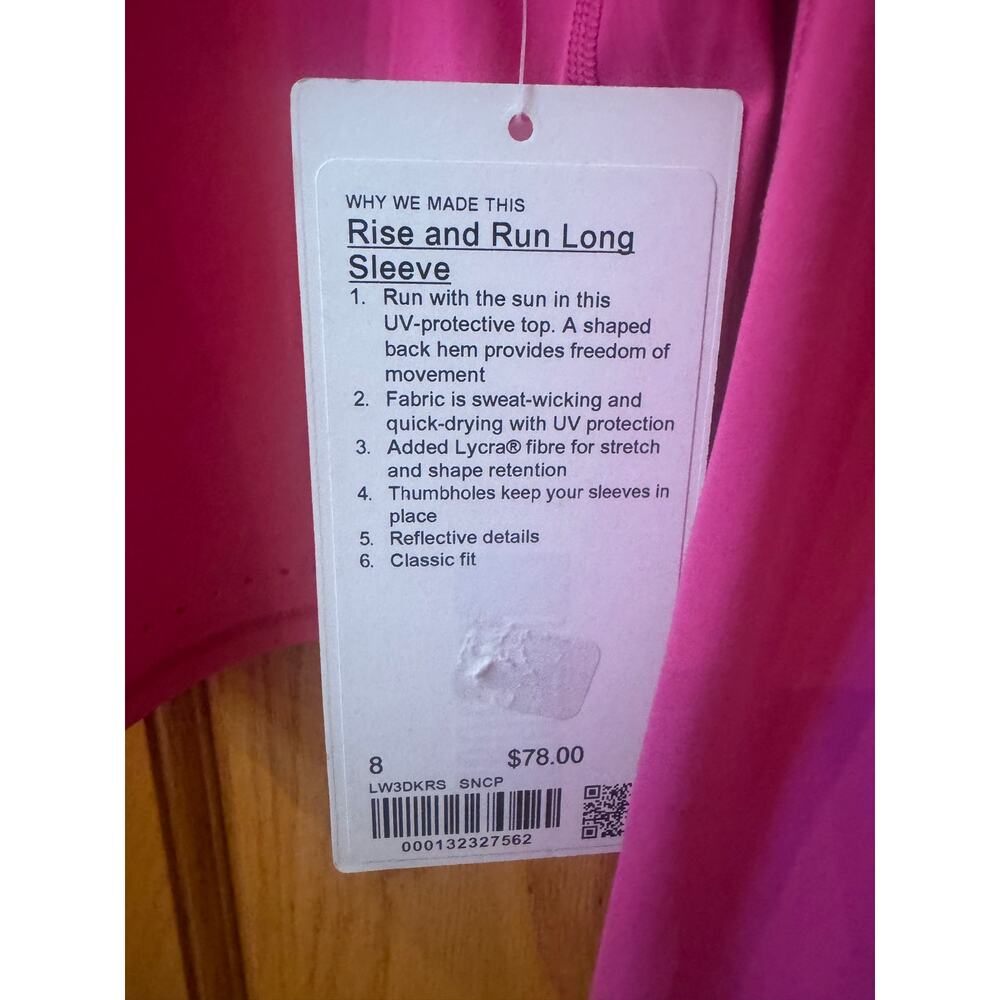 Lululemon Rise & Run Long Sleeve Sonic Pink Size 8 - Picture 4 of 6